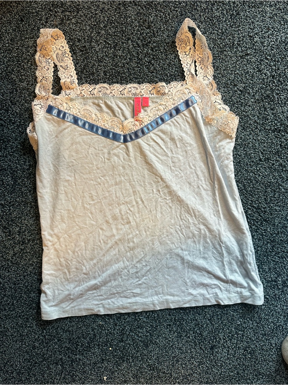 Charlotte Tarantola size large tank top blue lace edged
